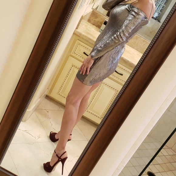 Express champagne-colored sequined dress, XS - Picture 12 of 14